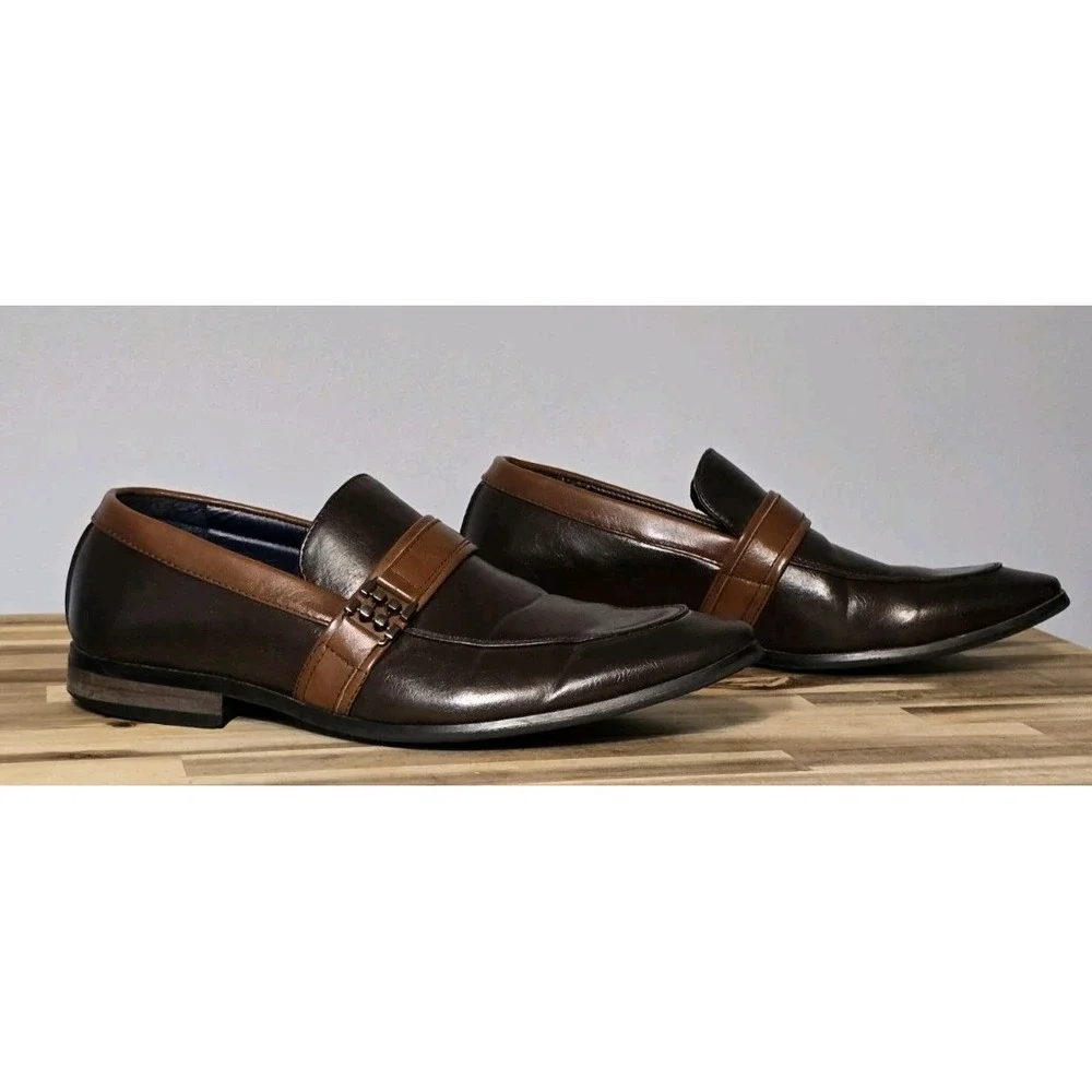 Faranzi Woody Men's Faux Tan/Brown Leather Loafers‎ Size 10.5M Church Dress City